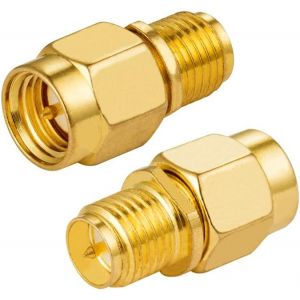 2 Pièces Adaptateur WiFi SMA Mâle vers RP-SMA Femelle Adaptateur Droit (avec pin) RF Coaxial Coax Droit Adaptateur Plaqué Or pour 2G 3G 4G Antenne WiFi Routeur - Neuf