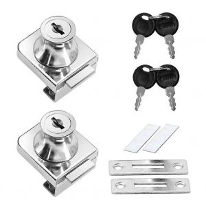 2 pcs serrure de porte en verre en alliage de zinc,serrure de porte de vitrine d'armoire,serrure de porte de serrure d'armoire antirouille - Neuf