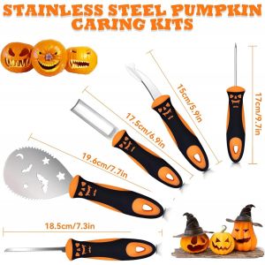 CAUC-11 Pcs kit sculpture citrouille,kit de sculpture de citrouille pour halloween Avec emballage en bo&icirc;te,peuvent facilement sculpter la d&eacute;coration de citrouille d'Halloween,Convient aux d&eacute;butants - Neuf