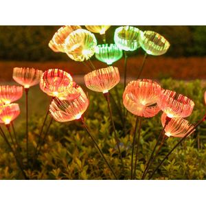 Lot De 2 Lampes Solaires De Jardin En Forme De M&eacute;duses Avec 7 T&ecirc;tes Color&eacute;es - Neuf