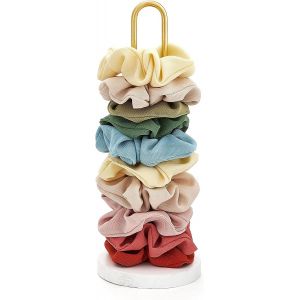 MEVRONISSHOP-Support de chouchous en m&eacute;tal dor&eacute; et blanc pour ranger 25 &agrave; 35 chouchous verticaux modernes pour filles, blanc - Neuf