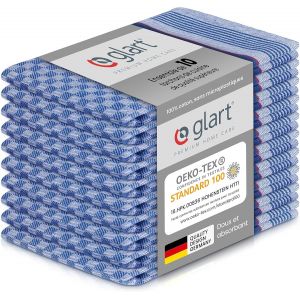 Eryi-48gr Lot De 10 Torchons De Cuisine Premium, 45x90 Cm, 100% Coton Certifié Oeko-Tex, Bleu, Prélavés - Neuf