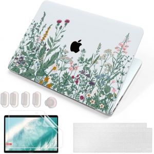 4 en 1 Ultra-Mince Coque pour Macbook Air 13.6 Pouces M4 M3 M2 2022 2024 2025 Modèle A3240 A3113 A2681, Étui de Rigide Plastique & Protège Clavier pour MacBook Air 13 M4, Plantes Fleurs 31 - Neuf