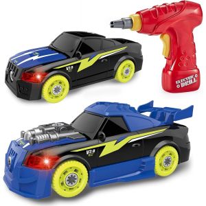 KAJGL-Voiture Enfant,Petites Voitures Jouets Enfants,Jouets De 26 Pi&egrave;ces Avec Perceuse &Eacute;lectrique,Led Et Sons R&eacute;alistes,Jouet De Construction De Voiture De Course,Cadeau Pour Gar&ccedil;ons Et Filles D&egrave;s 5 - Neuf