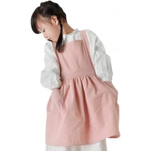 Tablier Enfant Fille En Coton Et Lin, Rose, Taille M (58 Cm), R&eacute;glable Avec Poches, Id&eacute;al Pour Cuisine, Peinture Et Activit&eacute;s Manuelles - Neuf