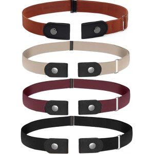 Cauc-4 Piece Buckle-Less Belt, Ceinture Invisible Sans Boucle, Ceinture Elastique Sans Boucle Pour Enfant, Ceinture R&eacute;glable Enfant De 40 Cm &Agrave; 65 Cm, Avec Cuir, Pour Enfants, Gar&ccedil;ons, Filles - Neuf