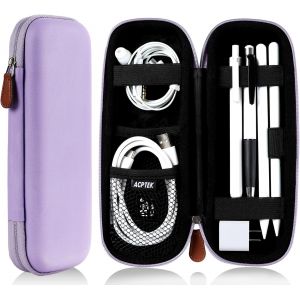 &Eacute;tui pour Apple Pencil, &eacute;tui de Transport Fin en Cuir PU Compatible avec Accessoires Apple Pencil, c&acirc;ble USB, &eacute;couteurs, Stylet Samsung Stylus iPad Pro, Stylo d'enregistrement, Violet - Neuf