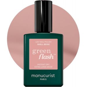 Vernis Semi Permanent Beige Rosé Green Flash-Vernis À Ongles Gel Shell Beige-Vernis 12-Free,Bio Sourcé (84%)-Fabriqué En France-15 Ml - Neuf