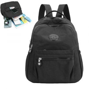 Petit sac &agrave; dos en nylon pour femme - Sac de courses l&eacute;ger et d&eacute;contract&eacute; - Noir - Neuf