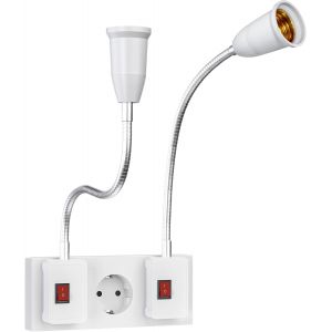 Douille E27, Douille Avec Interrupteur, 2 Pi&egrave;ces Douille Avec C&acirc;ble Flexible Pour Ampoule Led E26/E27, Lampe De Cuisine Ac 230v, Lampe De Lecture, Applique Murale, Sans Ampoule - 20cm - Neuf