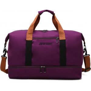 acdsgd-Sac de Voyage Bagages Cabine &agrave; Main Polochons de Nuit Weekend Plage Sport Fitness Femme Homme Fourre-Tout avec Compartiment &agrave; Chaussures Violet Fonc&eacute; - Neuf