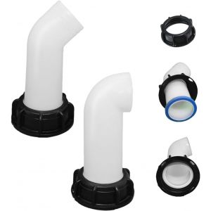 Ulteronixshop-Vidange avec Ecrou IBC 1000L, Prolonger le Drainage Valve Accessories, Buse de R&eacute;servoir d'eau Raccord de Vanne Extension pour IBC R&eacute;servoir d'eau de Jardin, 60&deg;+90&deg;(2 PCS) - Neuf