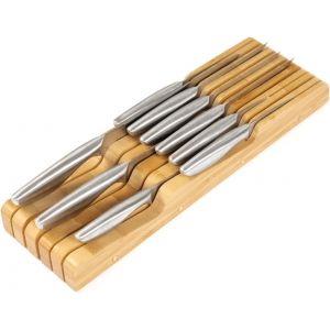 Chenquansarl-Porte-Couteaux De Cuisine En Bambou Peut Contenir 5 Couteaux Longs + 6 Courts (Non Inclus) Sadapte À La Plupart Des Tailles De Couteaux, Pieds En Caoutchouc, Bambou, Design Dans Le Tiroi - Neuf