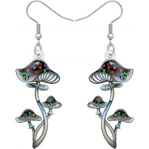 Kal-Boucles D'oreilles Champignon En Acrylique Boucles D'oreilles Goutte &Agrave; Goutte Bijoux Bizarres Printemps-&Eacute;t&eacute; Cadeaux Bizarres Pour Femmes Maman - Neuf