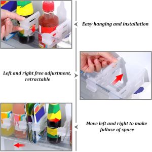 Lot de 4 séparateurs de réfrigérateur réglables en plastique pour tiroirs et étagères de cuisine - Neuf