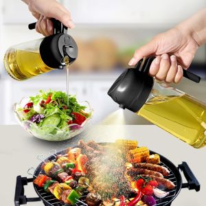 ERYI-Spray Huile Cuisine Air Fryer 2 En 1, 470Ml Vaporisateur Huile Cuisine, Pulverisateur Huile Cuisine Pour Griller, Accessoires Air Fryer Spray Huile D'Olive - Neuf