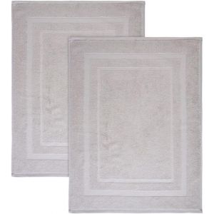 Kal-Tapis De Bain, Lot De 2, Tapis De Douche, Absorbant, Lavable, 50 X 70 Cm, 100 % Éponge De Coton, 700 G/M², Avec Patins Antidérapants, Résistants, Élégants. Modèle : Minerva - Neuf