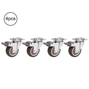 Lot de 4 roulettes pivotantes robustes en caoutchouc souple et silencieux (avec frein) - Neuf
