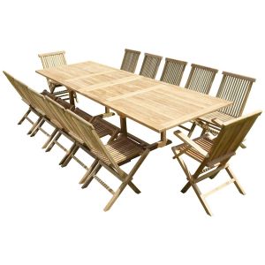 Ensemble De Jardin En Teck Premium Kirang 10 Chaises 2 Fauteuils Jenae - Neuf