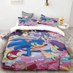 Housse De Couette Et Taie D'oreiller Sonic Digimon Cartoon Parure De Lit Double, Twin, Full, Queen, King Size, Decoration D'intérieur - Neuf