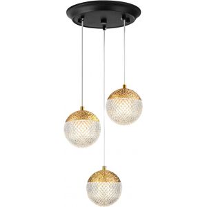 Suspension Luminaire 3 Lampes,G9 Luminaire Plafonnier 3 Spot Led,Lampe Suspendue &Eacute;clairage Moderne Chandelier Globe R&eacute;glable Pour La Maison Cuisine Chambre &Agrave; Coucher Salon Salle &Agrave; Manger,Dor&eacute; - Neuf