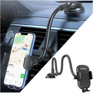 Support De T&eacute;l&eacute;phone Portable pour Voiture avec Ventouse, Support T&eacute;l&eacute;phone pour Tableau De Bord Et Pare-Brise Voiture, Support T&eacute;l&eacute;phone Portable Flexible Col Cygne pour Voiture(Fibre Carbone) - Neuf