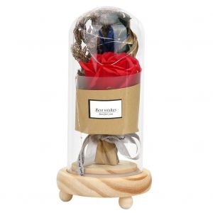 Hjlian Belle Lampe Rose Artificielle Avec Base En Bois, Cadeau D'anniversaire Pour La Saint-Valentin, Pour Fille, Rouge - Neuf