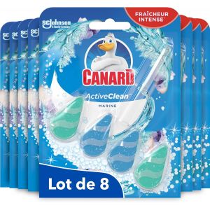 Kal-Canard Wc Canard Active Clean Marine ¿ Bloc Pour Les Toilettes -Fraîcheur Intense Et Mousse Nettoyante À Chaque Chasse -Jusqu¿À 3 Semaines D¿Efficacité -8 Blocs - Neuf