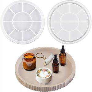 Moule En Silicone - Moule Rond En Silicone - Dessous De Verre - Moule &Agrave; Bougie - Moules &Agrave; Couler Avec Rainures - Moules En R&eacute;sine &Eacute;poxy - Moules En Silicone Pour La Fabrication De Plateaux D&eacute;coratifs - Neuf