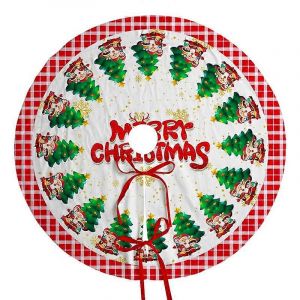 Jupe de sapin de No&euml;l 120 cm verte et rouge, id&eacute;ale pour une d&eacute;coration de No&euml;l champ&ecirc;tre, avec col et motif Grinch amusants. - Neuf