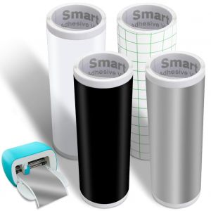 Lot De 4 Rouleaux De Film Adhésif Intelligent En Vinyle Permanent Pour Cricut Joy-14 X 200 Cm-Noir + Blanc + Argenté-Film De Transfert Pour Traceur-Kit - Neuf
