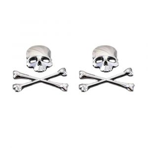 (Chrome) 2pcs De Moto De La Mort De Crâne De Démon Logo Métal Badge Emblème Autocollant Réservoir À Café De Camion - Neuf