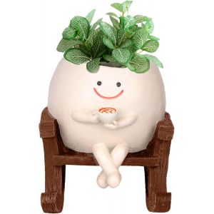 Pot de fleurs avec visage souriant,pots de fleurs suspendus avec visage de balançoire,pot de fleurs amusant avec visage,pot de fleurs amusant avec visage,pour plantes succulentes - Neuf