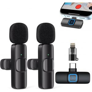 Micro Cravate sans Fil pour iPhone/iOS/Android,Micro Cravate Portable Plug & Play r&eacute;duction du Bruit pour Youtube,Facebook,Twitter,Tiktok Video et La Diffusion en Direct(Adaptateur Inclus).[Q4] - Neuf