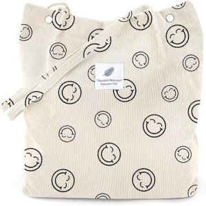 ERSHI-Sac à provisions en velours côtelé pour femme - Grand sac à provisions pliable et léger - Sac de shopping mignon pour un usa[2 - Neuf