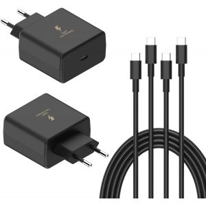 Lbgwp60-45w Chargeur Rapide Usb/Type C Pour Samsung Galaxy S21 S22 S23 S24 Ultra S20 S21 S22 S23 Note, Adaptateur Universel Avec Câble De Charge Usb C Vers Usb C De 1,8m (Lot De 2) - Neuf