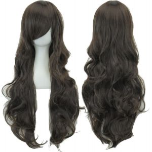 Ershi-80cm Longue Perruque De Cosplay De Cheveux Naturels Bouclés Avec Une Frange Colorée Halloween Costume Party Perruques Pour L[6 - Neuf