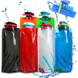 Lot De 6 Bouteilles D'eau Pliables De 700 Ml,Bouteille Pliable, S, Sans Bpa, Avec Clip, Pour Sports De Plein Air, Voyages, Cyclisme, Randonnée - Neuf