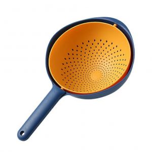 Pliable À Double Couche Passoire Passoire Pour Les Fruits, Légumes, Riz, Pâtes À 2 Niveaux Passoire Jaune Et Bleu, Mixte - Neuf