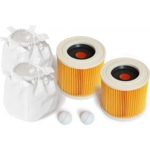 Filtre Cartouche Et 2 Filtre De Protection | Compatible Avec K&auml;rcher Aspirateur Multifonction | Wd2 + Wd3 + Wd2.200 + Wd3.200 + Wd3.300 M + Wd3.500 P + Se 4001 + Se 4002 | Comment 6.414-552.0 - Neuf