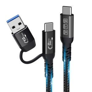JGD-C&acirc;ble USB C, USB 3.2 Gen 2X2 20Gbps, Multi-fonction 2 en 1 USB A to Type C 8K@60Hz UHD Video 5A/240W PD3.1 Charge Rapide Cord Compatible avec Thunderbolt 3/4 MacBook Pro Samsung (50, Centim&egrave;tres) - Neuf
