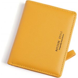 KALANKA-Portefeuille Femme en Cuir Petit à Fermeture Éclair Porte Monnaie Femmes Slim Court Portefeuilles avec 7 Emplacements de Carte (Jaune) - Neuf