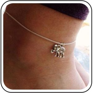 Cmjaagur-Boho Elephant Anklet Silver Elephant Pendant Vintage Lucky Elephant Anklet Ankle Bracelet Foot Chain Jewelry[M671] - Neuf