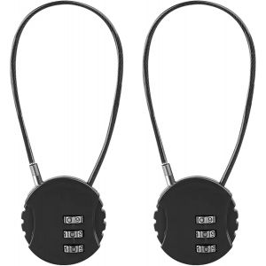 2 Pack Serrure À Combinaison Cadenas Étanche Extérieur À 3 Chiffres, Serrure De Casier Serrure De Gymnastique, Mini Cadenas À Combinaison De Câbles Métalliques, Serrure De Porte À Code (Noir) - Neuf