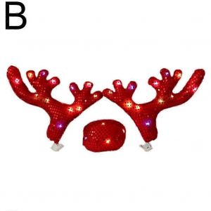 LED de Voiture de Rennes Bois Et le Nez Rouge de D&eacute;coration de No&euml;l Automatique Rudolph Costume - Neuf