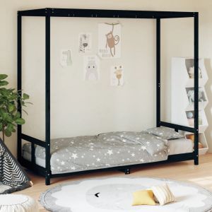Vidaxl Cadre De Lit Pour Enfants Noir 80x200 Cm Bois De Pin Massif - Neuf