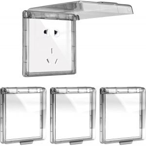 4 Pi&egrave;ces Cache Interrupteur Mural, Type 86 Cache Prise Etanche Electrique Murale, Transparent Couvercle Prise Courant &Eacute;tanche Ext&eacute;rieures, Cache Prise Murale, pour Salle de Bain et Cuisine - Neuf