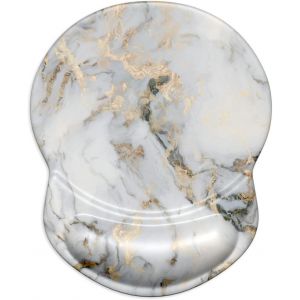 JGD-Tapis de Souris avec Repose-Poignet en Gel, Confort avec Repose-Poignet Ergonomique, Base en PU antid&eacute;rapant, pour Ordinateur et Ordinateur Portable, Gris marbr&eacute; dor&eacute; - Neuf