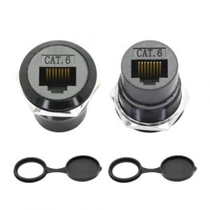 EUOP-2Pcs Rj45 Cat 6 Adaptateur De Connecteur De Montage De Panneau, Rj45 Femelle À Femelle Par Module Fileté Prise De Montage De Fixation Avec Dustcap - Neuf