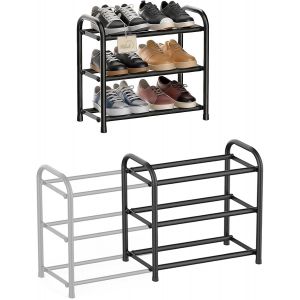 Ulteronixshop-Rangement &agrave; Chaussures Extensible en M&eacute;tal | Porte&iquest;Chaussures 3 Niveaux R&eacute;glable 45&iquest;80 cm | Gain de Place pour Entr&eacute;e, Placard & Bureau | Noir, Montage sans Outil - Neuf